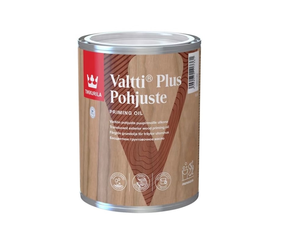 ხის დამცავი საღებავი Tikkurila Valtti Plus Pohjuste 0,9 ლ