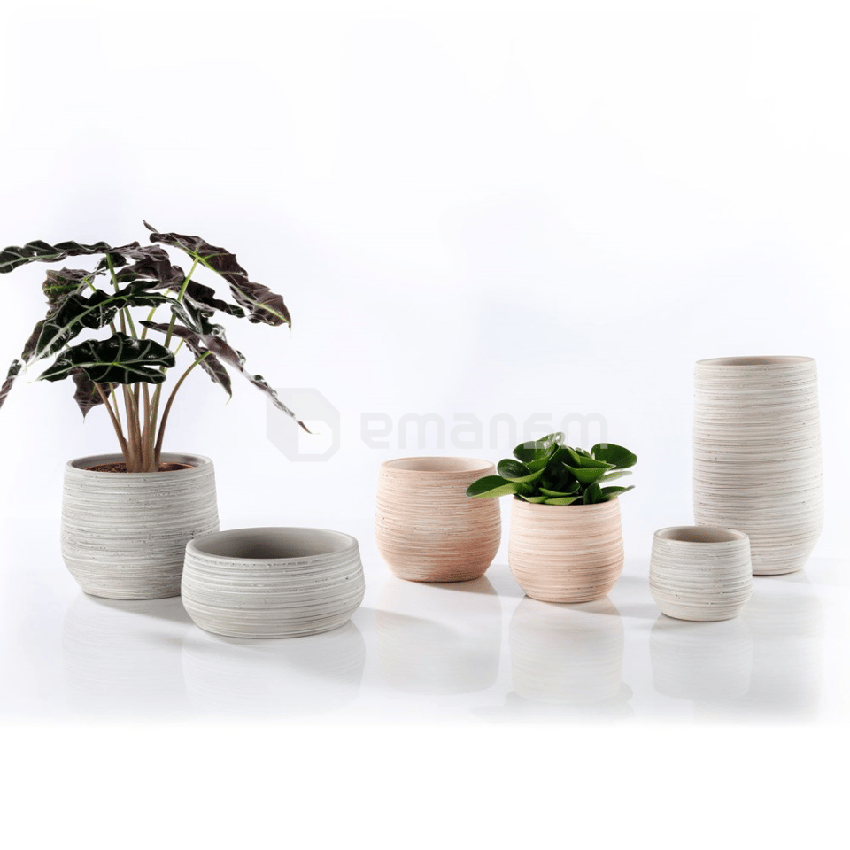 კერამიკული ქოთანი Ravenna pot round l. grey anthracite brown 3 assorted PDQ 13x14სმ