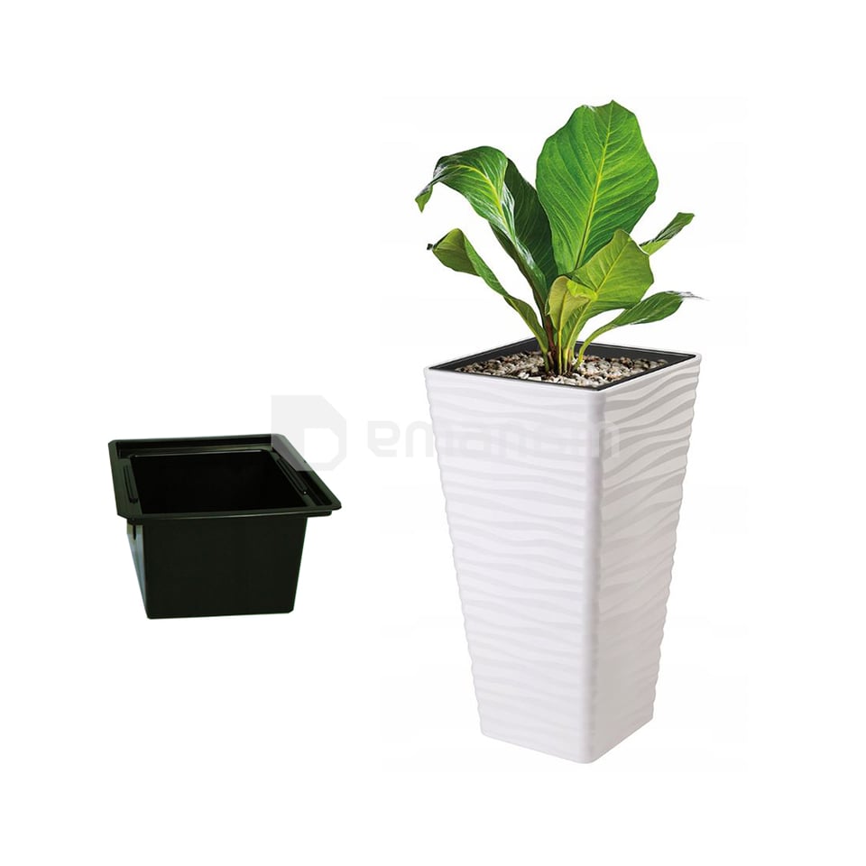 ქოთანი ყვავილის FORM-PLASTIC sahara dunes slim kwadrat 30 white