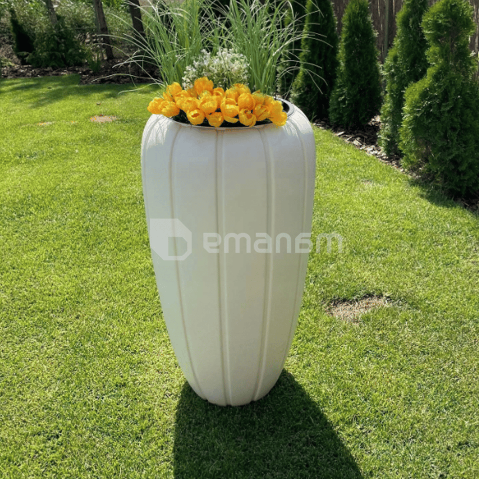 ქოთანი ყვავილის კრემისფერი LAMELA Pot GAJA 400 tall 40x40x78 სმ
