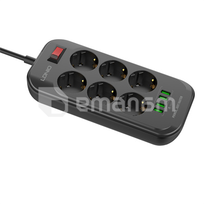 დამაგრძელებელი LDNIO SE6403 6 2მ 4 USB-А დამცავი