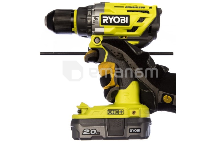 აკუმულატორის უნახშირო დარტყმითი დრელი-სჭვალსახრახნი Ryobi R18PD7-220B 18V