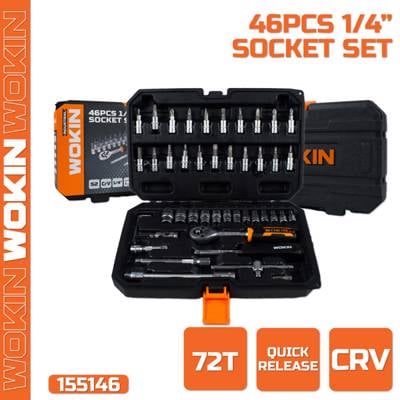 ხელსაწყოების ნაკრები Wokin 155146, 46Pcs Tool Set, Black/Silver