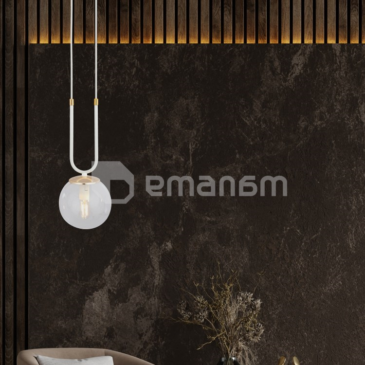 საკიდი EMIBIG GLAM 1 E14 1x MAX 40W თეთრი გამჭირვალე