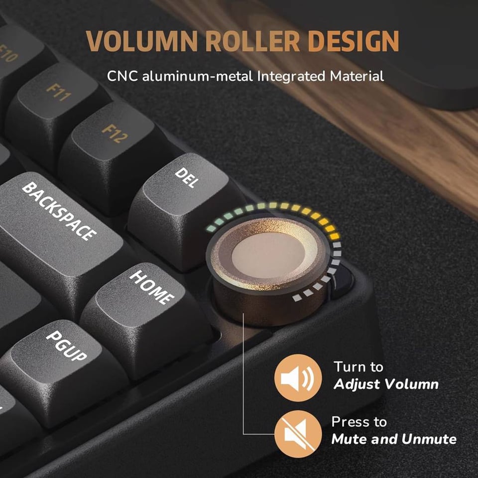 კლავიატურა Royal Kludge RK R75 RGB Mechanical Keyboard, Brown switch, Hot Swappable, Type-C wired, Phantom