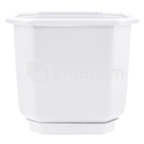 პლასტმასის ქოთანი დასადგამით "დამა" 36*36 (თეთრი)