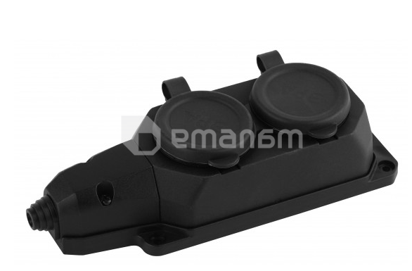 კაუჩუკის ორგანყოფილებიანი IP44 16A შავი ByLion 2KMP