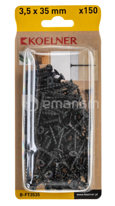 სჭვალი თაბაშირ-მუყაო 3,5x35 მმ ხე Koelner 150 ც  B-FT3535  ბლისტი
