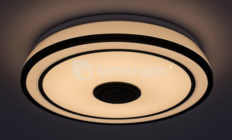 ჭერის სანათი Rabalux Nikolaus 24W 3000 6500K Ø395 H90მმ შავი თეთრი 71030