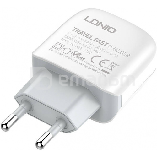 დამტენი LDNIO A3312 17W USB To Type C 3 USB კაბელი