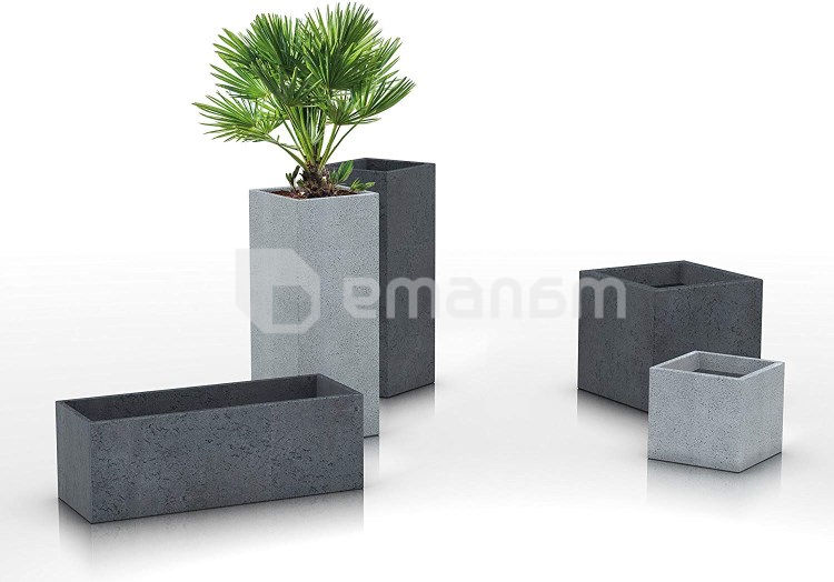 ქოთანი პლასტმასის ეზოს Scheurich 240/80 C-CUBE LONG Stony Grey
