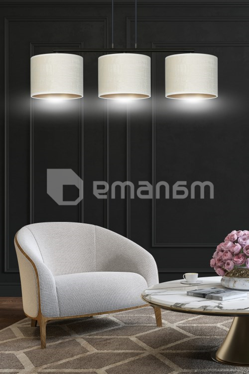 საკიდი EMIBIG Hilde 3 E27 3x MAX 60W შავი თეთრი