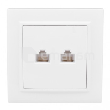 როზეტი კომპიუტერის და ტელეფონის EKF ERK00-135-10 RJ45 2 განყოფილებიანი თეთრი
