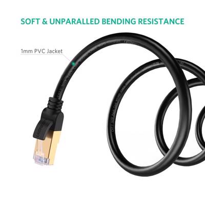 ქსელის კაბელი UGREEN NW107 (11268) Cat7 Patch Cord STP Ethernet Lan Cable 1m (Black)