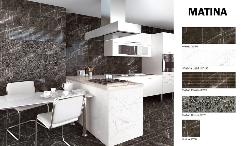 კერამიკული ფილა 30*90 - მატინა თეთრი დეკორი 