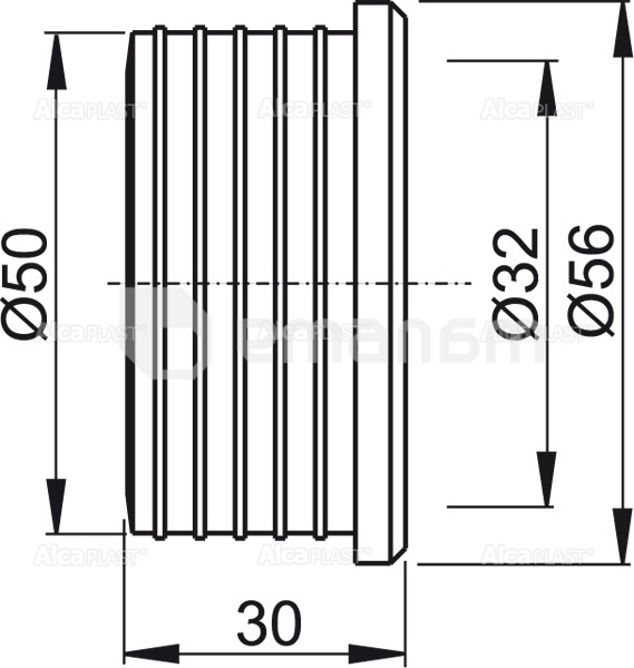 გოფრირებული შუასადები Alcadrain Z0004-ND 50/32