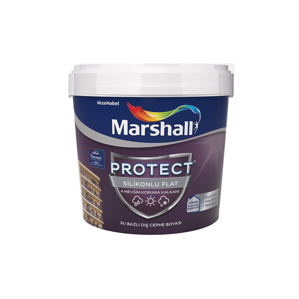 საღებავი ექსტერიერის PROTECT SILICONED FLAT Marshall 15ლტ