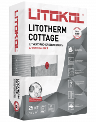 ფასადის უნივერსალური წებო-ცემენტი LITHOTHERM COTTAGE 25კგ