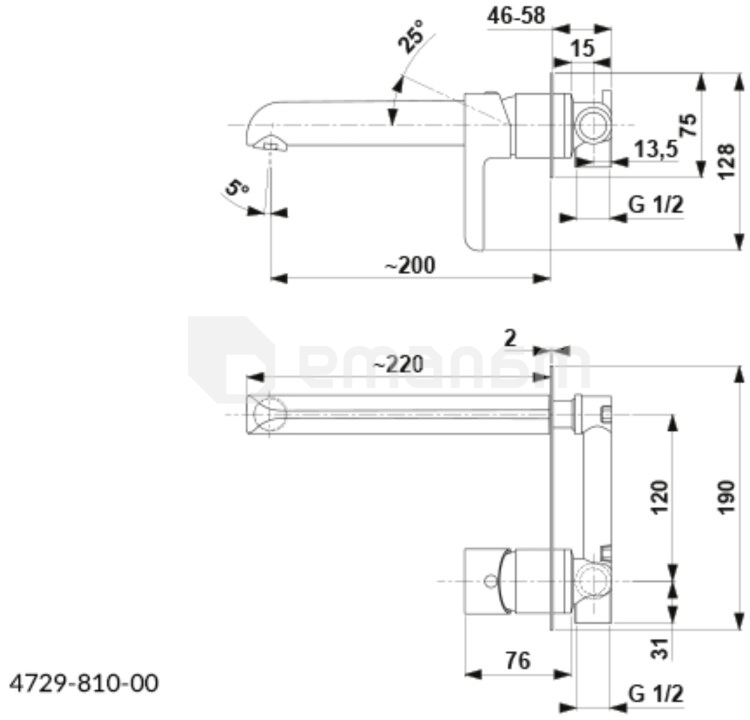 ჩასაშენებელი ონკანი ხელსაბნისათვის KFA Angelit ქრომი