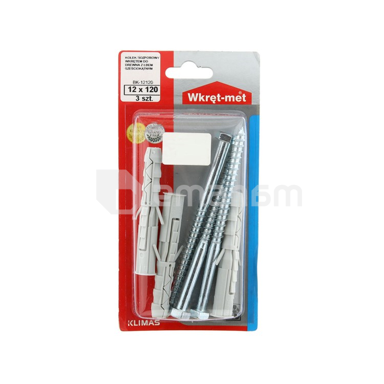 დიუბელი განბჯენი სჭვალით ექვსწახნაგა თავაკით Wkret-met BK-12120 12x120 მმ 3 ც