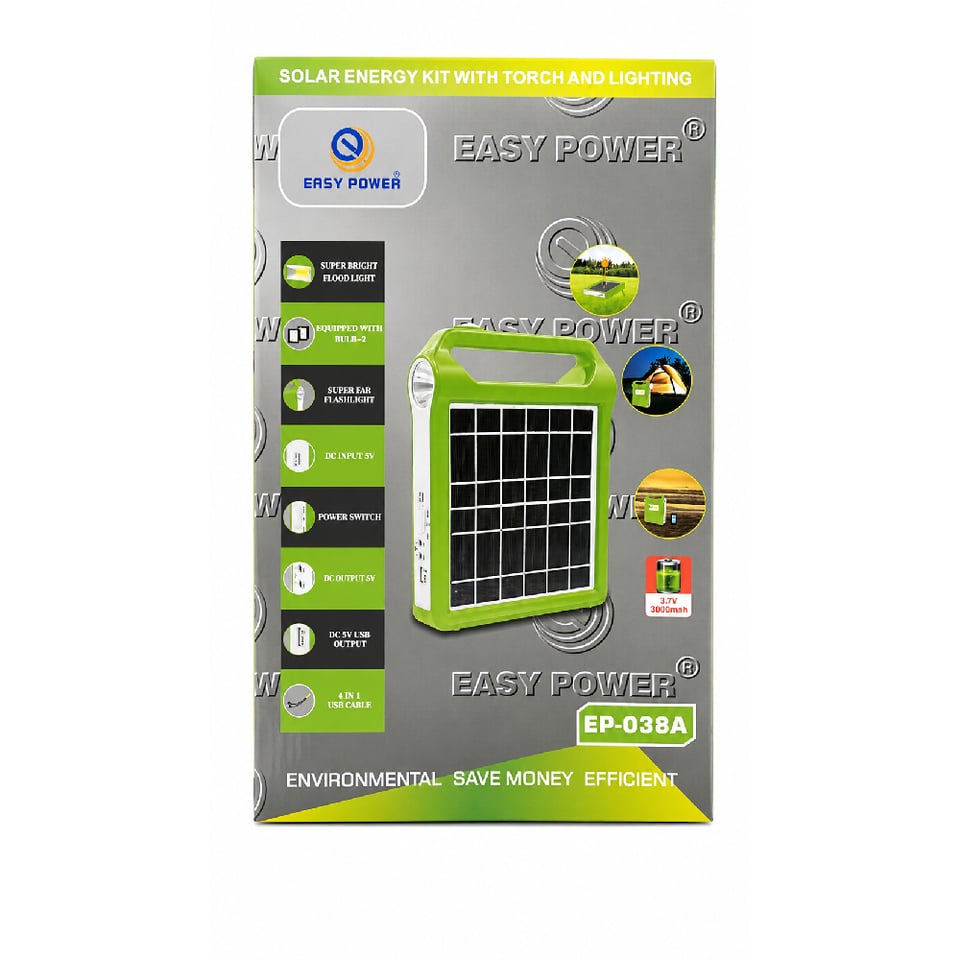 LED ფარანი EASY POWER EP-038A 3.7V 3000mAh მწვანე