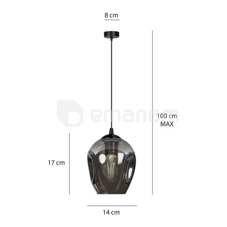 საკიდი EMIBIG Istar 1 E27 1x MAX 60W შავი გრაფიტი