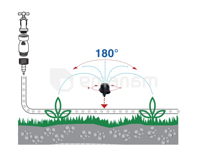 წვეთოვანა რეგულირებადი GF GF80006233 180° 0-60 ლ/სთ 10 ც