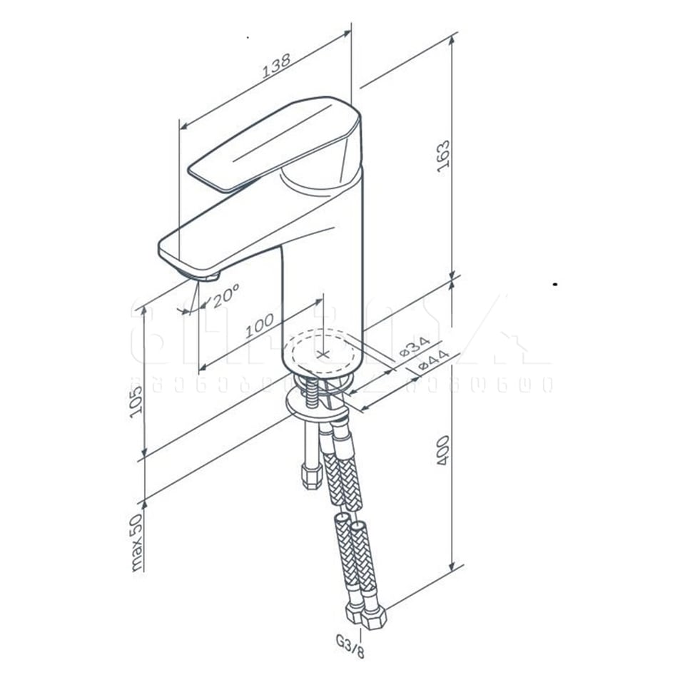 ხელსაბნის შემრევი ქრომირებული  GEM F90A02100