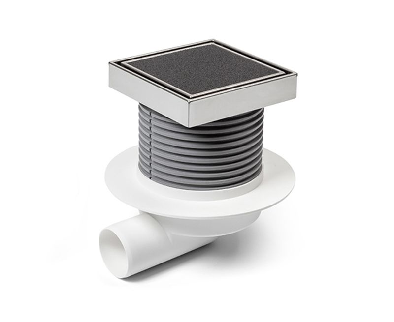 ტრაპი C425XL Floor Drain with side outlet D50, Neptun, collar stainless steel frame , grid Ceramics