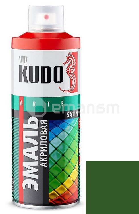 ემალი უნივერსალური აკრილის Satin Kudo KU-0A6002 RAL 6002 მწვანე ფოთოლი 520 მლ