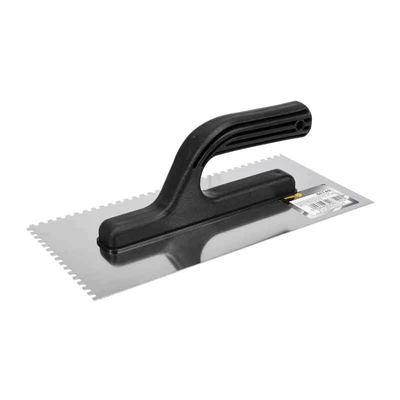 საპრიალებელი 270x125მმ უჟანგავი, 4х4მმ კბილებით პლასტმასის სახელურით