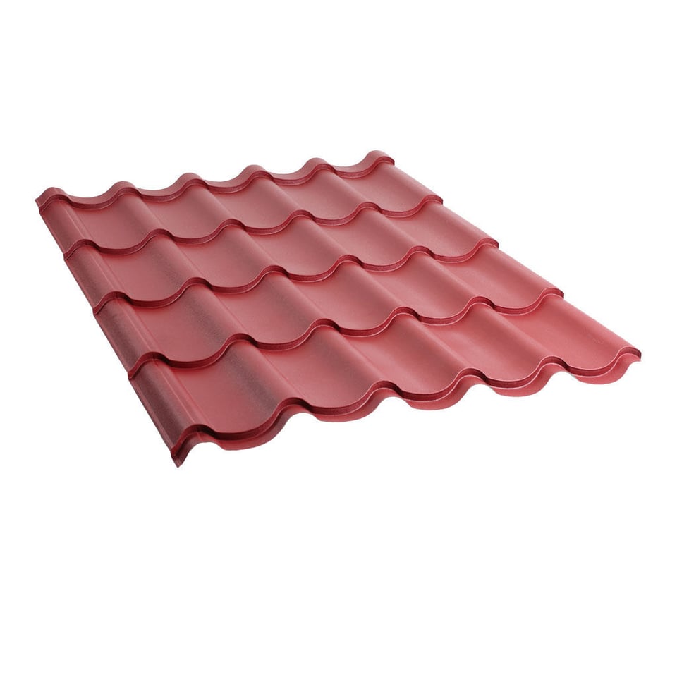 მეტალოკრამიტი ფერადი თუნუქის სახურავი 0.45X1180 ხაოიანი RAL3005 NOVA