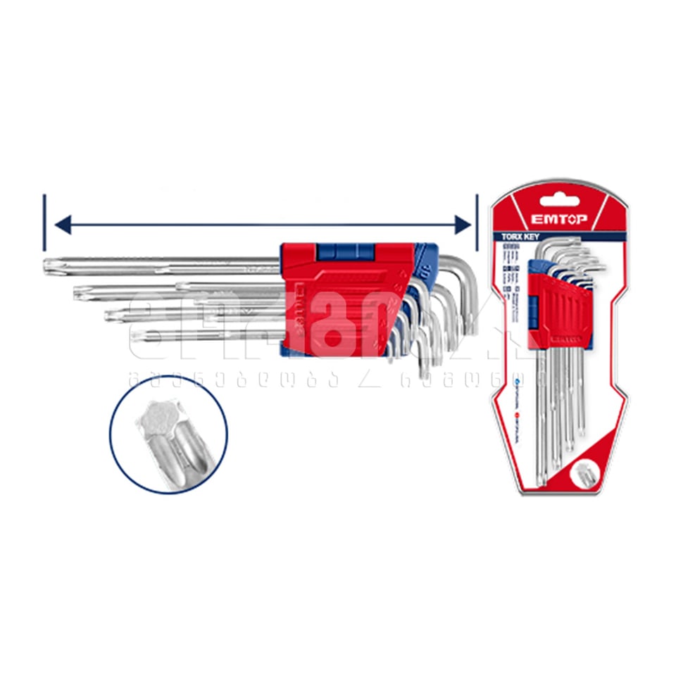 ვარსკვლავა სახრახნ. ნაკრები გრძელი სახ. 9ც Emtop-EHKY3092