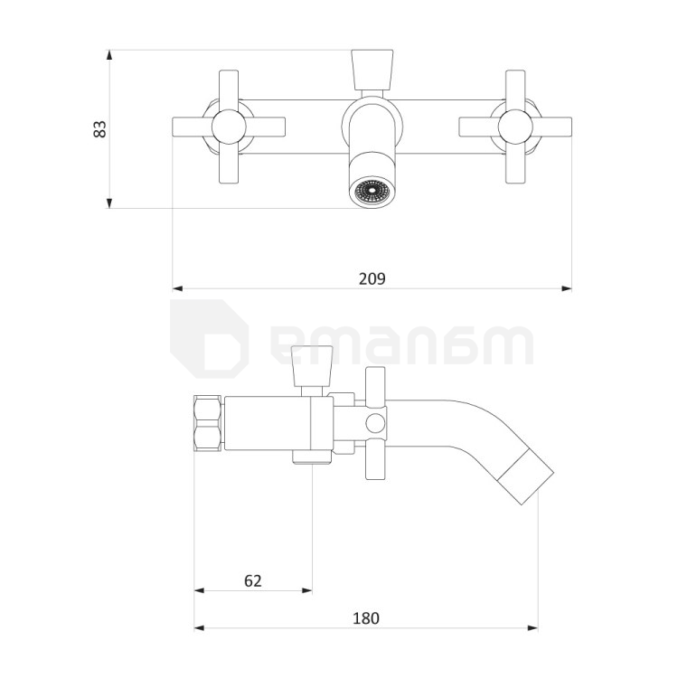 აბაზანის შემრევი Damixa Neo Classic Graphite 271000000