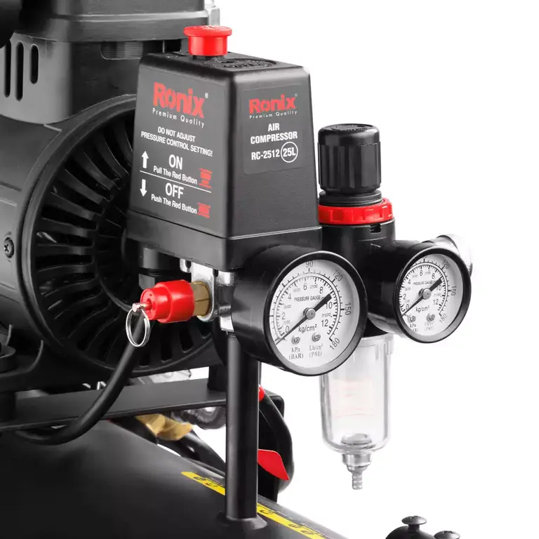 ჰაერის ჩუმი კომპრესორი Ronix RC-2512, 25ლ, 8 ბარი, 1.8HP