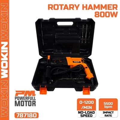 პერფორატორი Wokin 787180, 800W, 1200Rpm, ROTARY HAMMER(INDUSTRIAL) Black/Orange