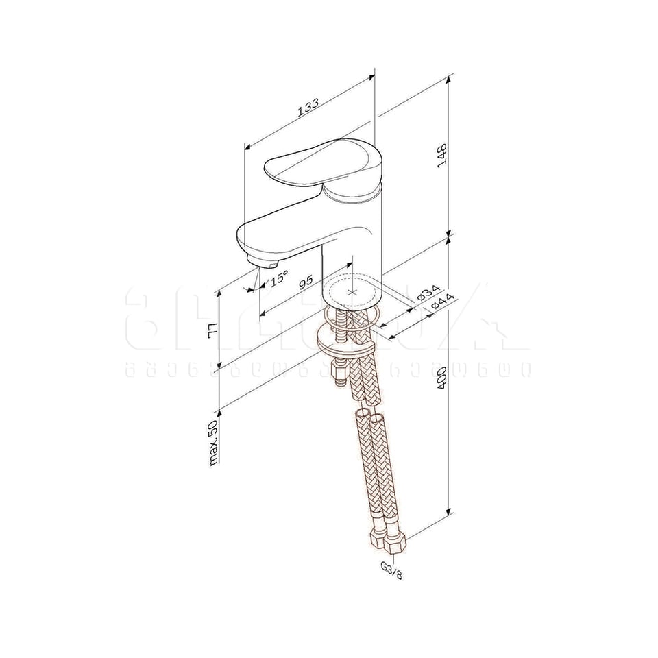 ხელსაბნის შემრევი ქრომირებული Sunny  F85C02100
