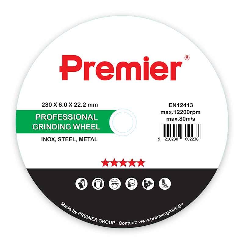 Premier ლითონის საპრიალებელი დისკი 230 x 6.0 x 22 მმ 