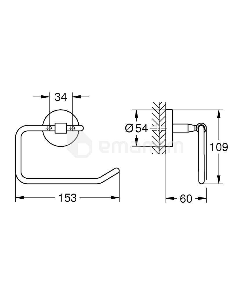 ტუალეტის ქაღალდის საკიდი GROHE Bau Cosmopolitan 40457001