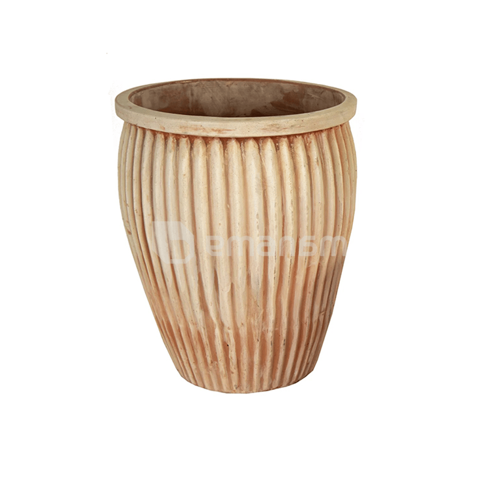 კერამიკული ქოთანი Mega Collections Whitewash Pot Vert. Rib D54H67