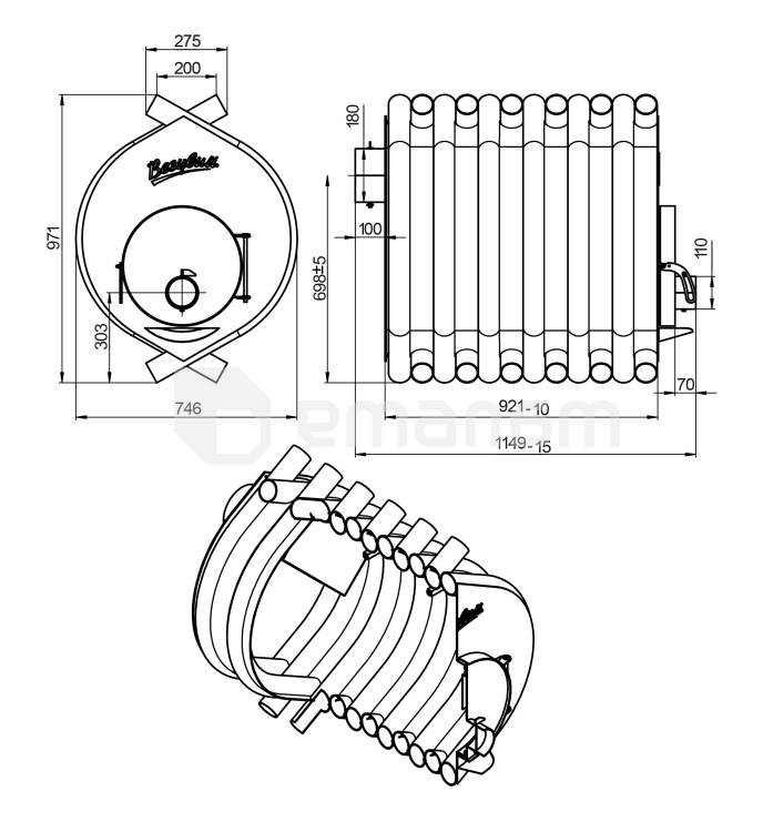 გამათბობელი ღუმელი Vezuvi AOGT 03