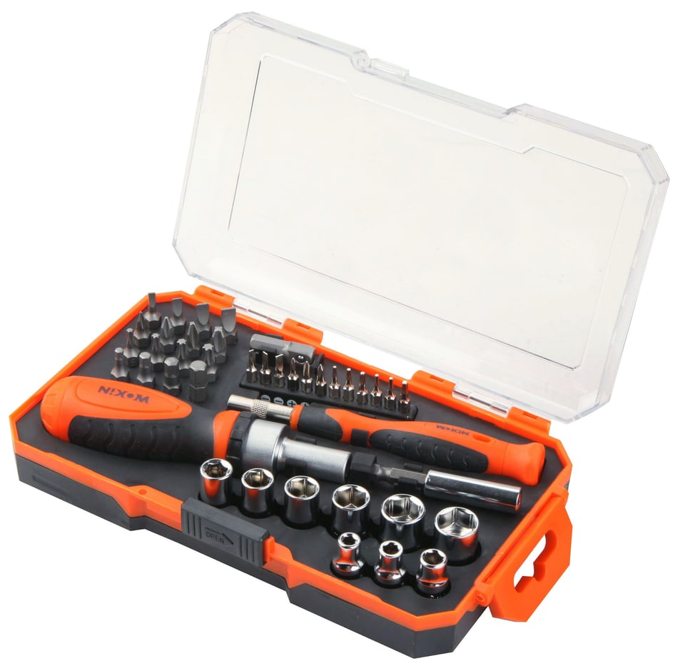 ქანჩის გასაღების ნაკრები Wokin 206842, 42Pcs Tool Set, Orange/Black