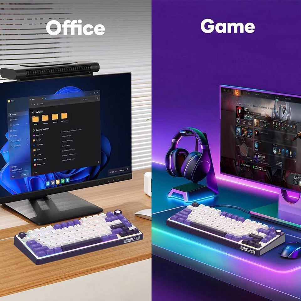 კლავიატურა Royal Kludge RK R75 RGB Mechanical Keyboard, K silver switch, Hot Swappable, Type-C wired, Blackberry