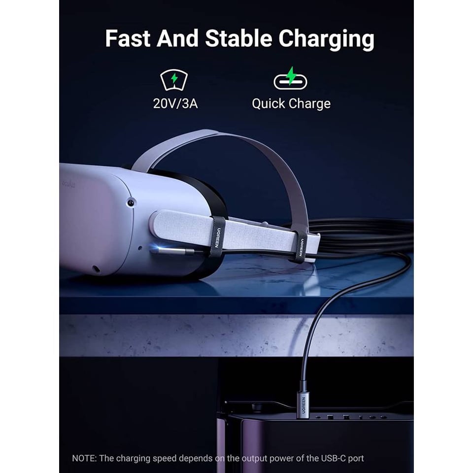 USB კაბელი UGREEN US551 (90629), 60W, Type-c to Type-c , 5m, Black