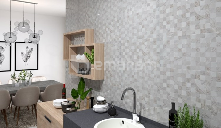 კაფელი Halcon Ceramicas Quina Gris Kubic Brilo 30x60 სმ.