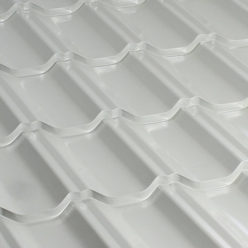 მეტალოკრამიტი ფერადი თუნუქის სახურავი 0.4X1200 პრიალა RAL9002 NOVA