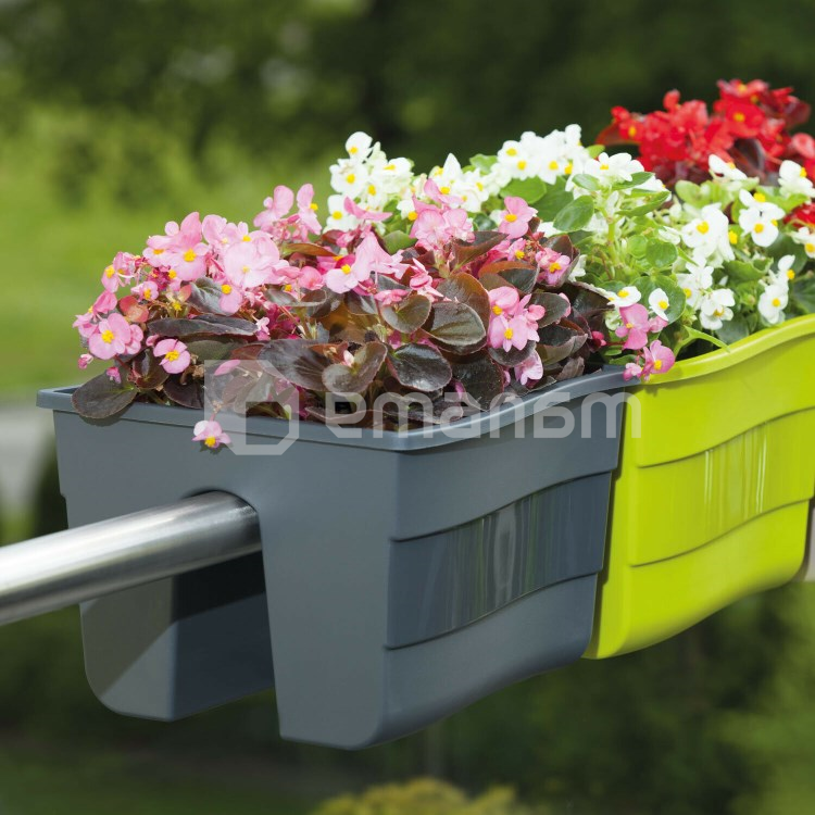 პლასტმასის ქოთანი ყვავილებისთვის FORM PLASTIC Wave railing pot 2488-014 Ø30 ანტრაციტი