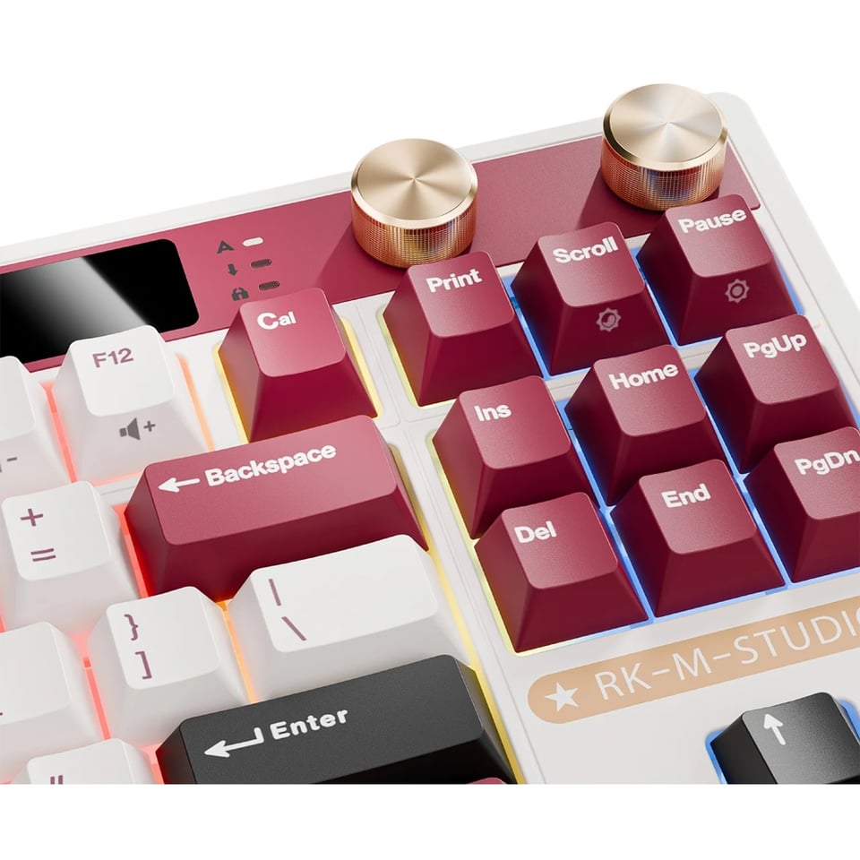 კლავიატურა Royal Kludge RK M87 RGB Mechanical Keyboard, Cream Switch, Hot Swappable, Wireless, Type-C, Bluetooth, 2.4GHz, Famicom