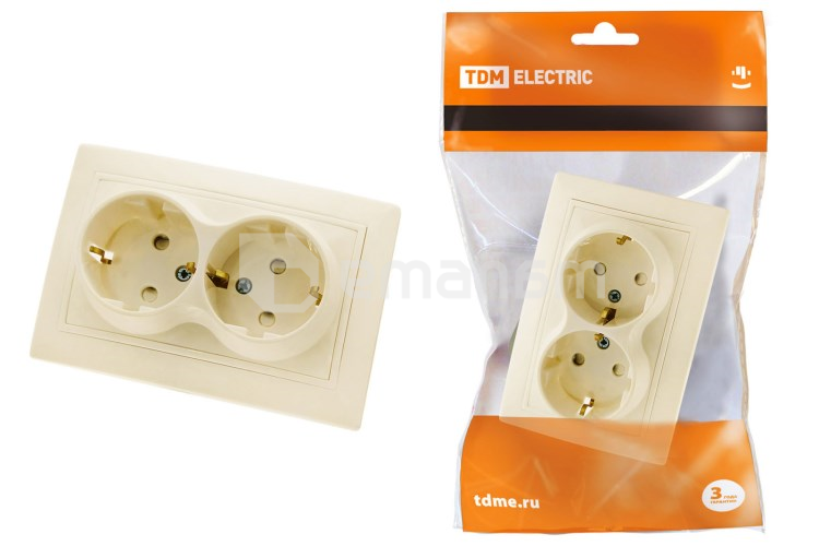 როზეტი TDM SQ1814-0118 2 დამიწებით სპილოს ძვლისფერი