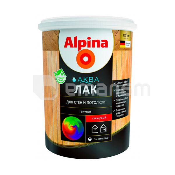 ლაქი აკრილის ხის ინტერიერისთვის Alpina Aqua პრიალა 900 მლ